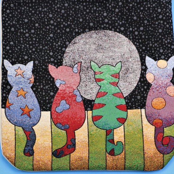 Tapestry Bag Tote Cats Shopping Beach Gym Shoulder 16"x 15" Unique Design New - Picture 13 of 13